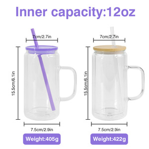 ZB Ingrosso Personalizzato USA 16oz Bicchiere in Vetro Borosilicato Alto a Doppia Parete con Foro per Cannuccia, Anti-perdita, Sublimazione, a Tema Natalizio - Product Image 2