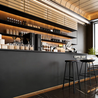 Comptoir de bar de café commercial avec éclairage LED, durable, écologique, moderne, poste de travail pour bubble tea, personnalisable