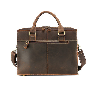 Mattis Porte-documents en cuir pour homme, sacoche pour ordinateur portable de 14 pouces, style rétro horizontal, sac à bandoulière marron foncé - Product Image 2