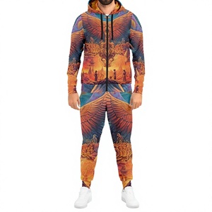 Men's Solid Lightweight Casual Tracksuit <b>Hooded</b> Full <b>Zip</b> Sweatshirt Pants Set Streetwear Winter Breathable Polyester Jogger - Product Image 1