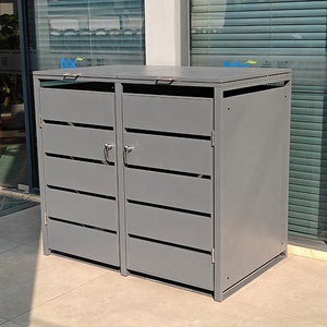 Open Top Double <strong>Wheelie</strong> <strong>Bin</strong> Storage Sheds with Rolling <strong>Covers</strong> Rectangular Metal Eco-Friendly Outdoor - Product Image 4