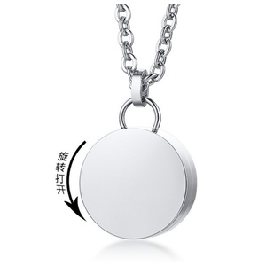 Dainty Stainless Steel Round Gold Plated Pet Cremation Pendant Necklace with <b>Rope</b> <b>Chain</b>-Wedding Engagement & Party Gift - Product Image 1