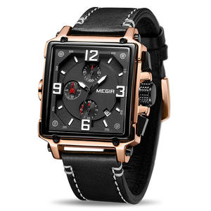 <span class=keywords><strong>Montre</strong></span> à quartz rectangulaire pour <span class=keywords><strong>homme</strong></span> <span class=keywords><strong>Megir</strong></span> 2061, chronographe sportif et élégant pour les affaires, bracelet en cuir, design simple, aiguille de 22 mm en alliage - Product Image 2