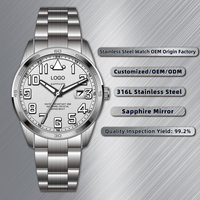Montre Homme Personnalisée OEM avec Logo, Mouvement Quartz de Haute Qualité, Cadran en Verre Minéral, Aiguilles en Acier Inoxydable 304, Style Simple et Antique