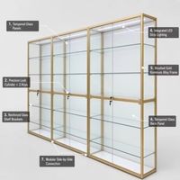 Vitrina de Exhibición de Aluminio y Vidrio Templado, de Pie, Multicapa, para Joyería, Cosméticos, Artesanías, con Cerradura, para Boutique y Tienda Minorista