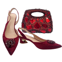 Chaussures de soirée de créateur italien avec pochette assortie pour mariages africains et occasions nuptiales, chaussures pour femmes en dentelle brodée et perles