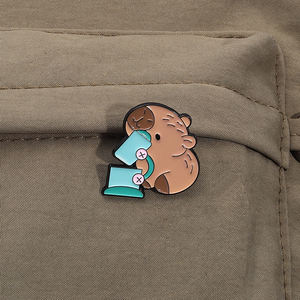Kawaii Capybara Schule Emaille Pins Cartoon Bildung Tier Brosche Revers Abzeichen Schmuck Geschenk für Studenten - Product Image 3