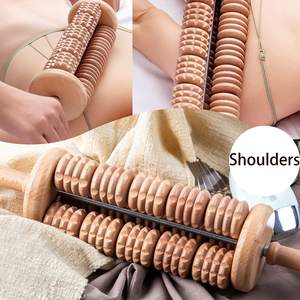 Rodillo de Masaje de Madera de Tres Filas para Drenaje Linfático, Herramienta de Masaje Corporal de Madera Manual Anticelulitis - Product Image 6