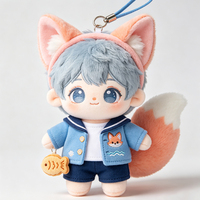 Porte-clés en peluche personnalisé avec oreilles de renard mignonnes, pendentif en coton, personnage d'anime