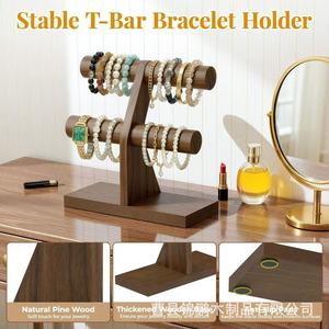 Expositor de Pulseras de Madera de 2 Niveles, Organizador de Joyas, Soporte de Almacenamiento para Relojes, Soporte de Joyería de Escritorio - Product Image 5