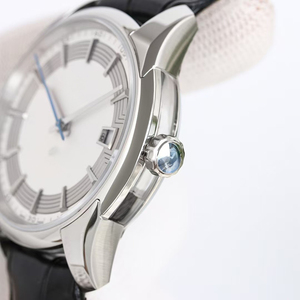 Reloj de Pulsera Elite Automático Mecánico con Fecha, Modelo Masterwork de Acero 316L, Correa de Cuero Negro y Esfera Gris Plateada de Paramount Precision - Product Image 2
