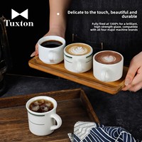 Ensemble tasse à café en céramique, tasse à latte et soucoupe, design moderne minimaliste de couleur unie, vente en gros