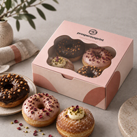 Boîte à pâtisserie en papier pour beignets, avec logo personnalisé, qualité alimentaire, avec fenêtre, pour pâtisserie, biscuits, desserts, gâteaux