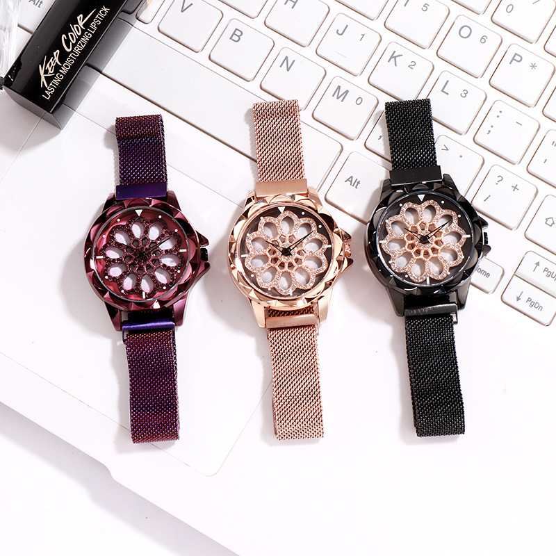 bling womens spinning stones watch
