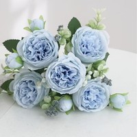 Bouquets de pivoines artificielles style rustique bohème avec tiges pour centres de table de réception de mariage et décoration intérieure