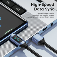 Toocki 100W 66W 27W 20W Pantalla de alimentación de carga rápida digital LED Cable USB C