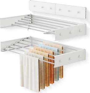ราวตากผ้าแบบพับได้ติดผนังแบบมีกาวในตัวสำหรับห้องน้ำ - Product Image 1