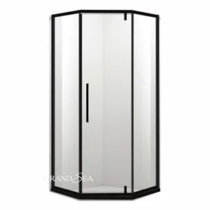 Folding clear glass satin black hardware bath shower room bathroom shower doors