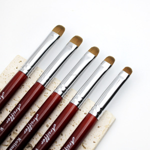 แปรงแต่งเล็บทรงรี ขนโคลินสกี้/ไนลอน คุณภาพพรีเมียม ด้ามไม้สีแดง ลดราคาพิเศษ # 8- # 16 แบบเล็บสวยหรู - Product Image 6