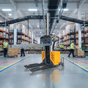 Forklift Pallet Stacker Mini Manual Elektrik yang Dapat Disesuaikan, Pengangkat 3 Sisi, Portabel, Jangkauan 1.3m untuk Gudang dan Ruang Sempit - Product Image 1