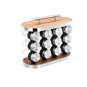<span class=keywords><strong>Rack</strong></span> organizador doméstico de cozinha, conjunto de tampas de bambu para tempero, garrafas, potes, madeira, tempero - Product Image 6