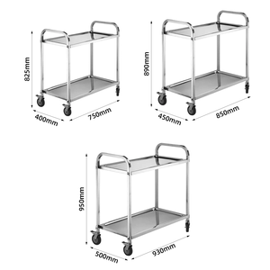 0.8MM 2 Tiers Square Tube Fruit Food Kitchen Stainless Steel <strong>Service</strong> Trolley Kitchen Restaurant Food <strong>Service</strong> <strong>Cart</strong> - Product Image 2