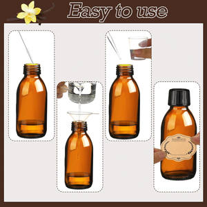 Bouteilles en verre brun vides 4 OZ Bouteilles ambrées pour extrait de <span class=keywords><strong>vanille</strong></span> pour sirop Huiles essentielles Potion Extrait de <span class=keywords><strong>vanille</strong></span> Fait <span class=keywords><strong>maison</strong></span> avec couvercles - Product Image 3
