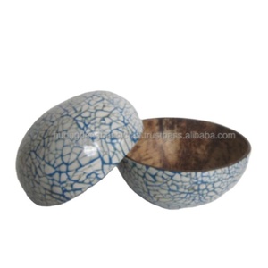 Bol en coquille de noix de coco naturelle, 1 pièce, incrusté de perles pour l'extérieur/sûr pour les aliments - Product Image 1