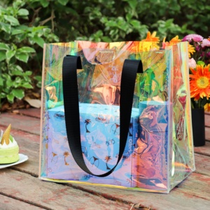 Borsa Olografica Trasparente In PVC: Impermeabile, Iridescente, Per Stadio, Concerto, Spiaggia E Ufficio, 35x30x17 Cm