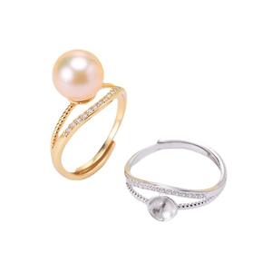 แหวนเงินแท้ S925 ประดับมุก DIY ปี 1878 พร้อมฐานเปล่า ดีไซน์ทันสมัยและอินเทรนด์ สำหรับมุกทรงกลมขนาด 8-11 มม. ขนาด 6 มม. 8 มม. เครื่องประดับ - Product Image 3