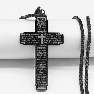 Nueva <span class=keywords><strong>Biblia</strong></span> collar de cadena cruzada de acero inoxidable Jesús oración católica religiosa plata Cruz colgante collares para Mujeres Hombres - Product Image 3
