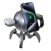 Chargeur sans fil magnétique pliable 3-en-1 avec logo personnalisé OEM, charge rapide 25W PD+QC pour téléphone portable et écouteurs