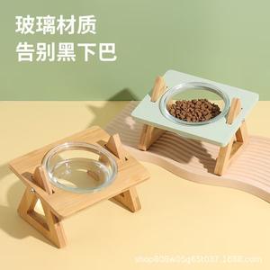 Soporte de madera para cuencos de gato Meow Buke Garden, estación de alimentación elevada para gatos con dos cuencos de acero inoxidable - Product Image 3