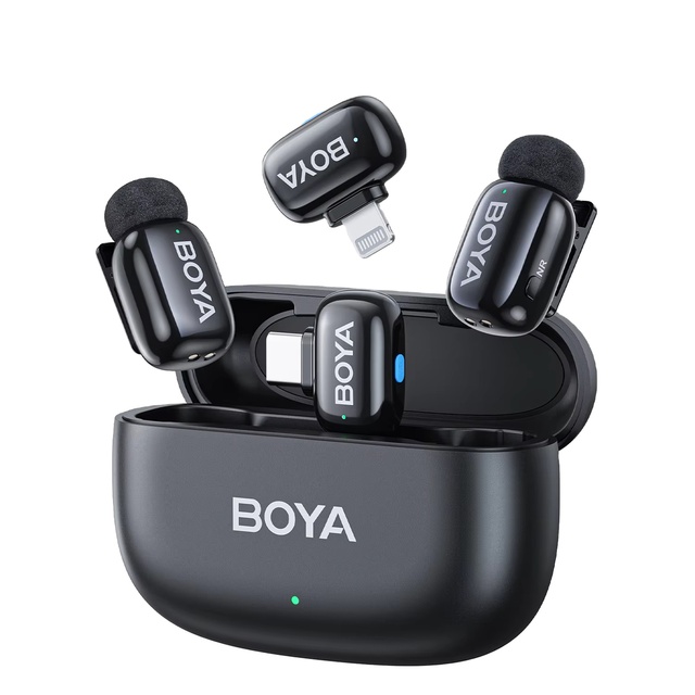 BOYA Mini Wireless Type-C Lapel Microphone for iPhone iPad Android Condenser Microphone for Live Broadcast Audio Video