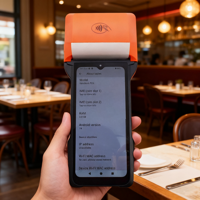 HP604 Financial Android 14 Handheld POS Terminal with Built-in 80mm Thermal Printer 4G WiFi for Banking Payment Systems