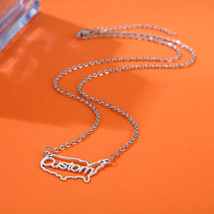 Collier avec pendentif personnalisé en acier inoxydable, <span class=keywords><strong>carte</strong></span> du <span class=keywords><strong>monde</strong></span> personnalisée, design minimaliste New York, <span class=keywords><strong>nom</strong></span> personnalisé - Product Image 6