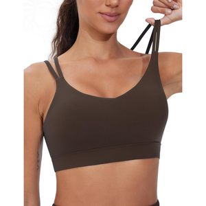 Sujetador deportivo con doble tirante tipo espagueti para mujer, acolchado y con soporte, con tirantes para gimnasio, entrenamiento y fitness. - Product Image 4