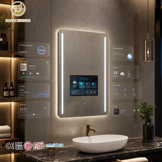 Smart 600x800mm Square Light up Tv Ai Led Hotel Custom 2GB RAM Lighted Factory Bathroom Mirror With Television