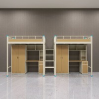 Lit superposé moderne en métal pour dortoir scolaire avec bureau intégré, design de lit superposé