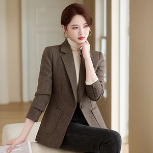 Neue Plaid <span class=keywords><strong>Blazer</strong></span> Anzug jacke für Damen für Herbst Winter Lange Kleidung mit Einzel knopf verschluss <span class=keywords><strong>Plus</strong></span> <span class=keywords><strong>Size</strong></span> Verdickter Kurz mantel - Product Image 6