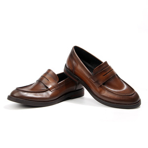 Mocassins à enfiler style vintage en cuir de vachette pleine fleur marron, couleur unie, durables, chaussures décontractées pour hommes, tailles 38 39 40 41 42 43 44 - Product Image 5