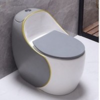 Cuvette de toilettes WC en céramique de luxe, monobloc, ronde, en forme d'œuf, à siphon, à poser au sol, pour hôtel et projets