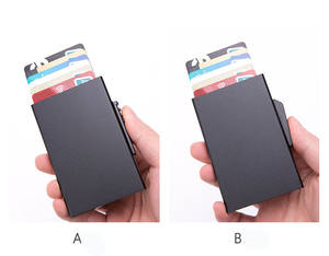 Portacarte Automatico per <span class=keywords><strong>Carte</strong></span> di Credito e Documenti per Uomo e <span class=keywords><strong>Donna</strong></span>, Portafoglio Pop-up in Alluminio, Custodia da Viaggio in Metallo Anti-Protezione - Product Image 2