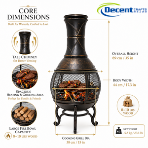 Chimenea de bronce con patrón de diamante, chimenea de hierro martillado con malla, patas decorativas, hoguera exterior de hierro. - Product Image 3