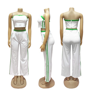 Gx662 Thời Trang <span class=keywords><strong>2025</strong></span> Mùa Hè Quần Áo Xước Nhà Cung Cấp Phụ Nữ Không Tay Ống Tank Top Và Chân Rộng Quần 2 Mảnh Thiết Lập - Product Image 2