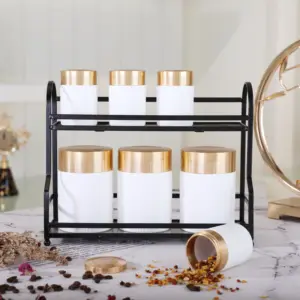 优雅的白色家居装饰罐糖罐豪华陶瓷罐套装厨房茶咖啡罐带盖