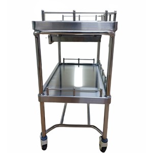 Red Star Stainless Steel Double Layer Treatment <b>Trolley</b> 730x430x830 Nursing Medical Storage Cart With Drawers - Product Image 2