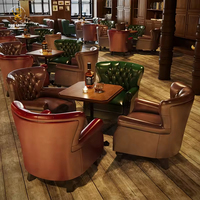 Meubles Combinés Commerciaux de Luxe en Cuir : Canapé Bar à Whisky, Table et Chaises de Café