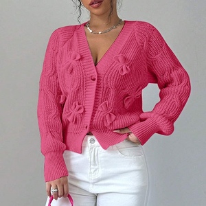 Suéter de Punto para Mujer, Nuevo Modelo Otoño/Invierno, Color Sólido, Manga Larga, con Lazo, Estilo Cardigan - Product Image 6