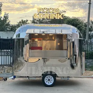 Mini chariot mobile aspect Airstream avec équipement de cuisson/remorque kiosque à hot dog pizza glace camping-car